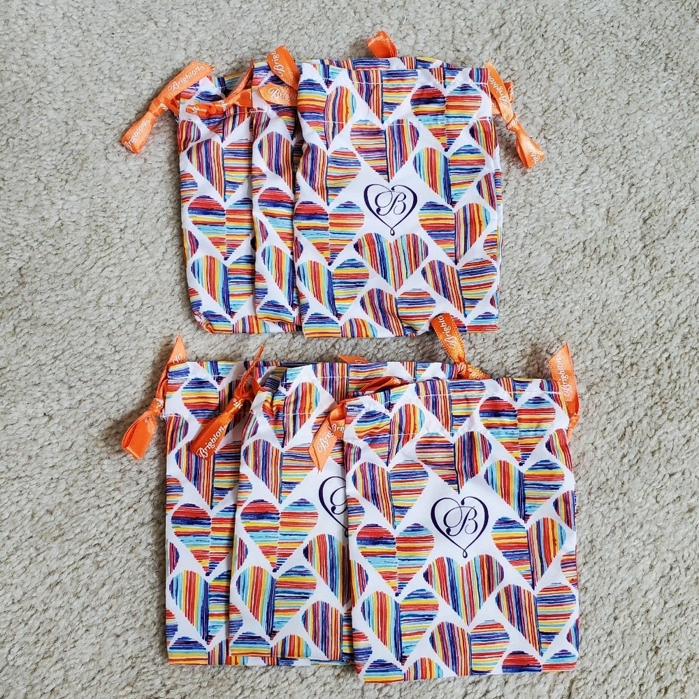 Brighton Orange and Blue Heartful Small Bags. Pack Of 6